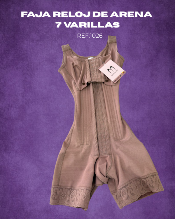 1026 | Faja Post Quirúrgica Short con Brasier y Gafetes con 7 varillas - Imagen 3